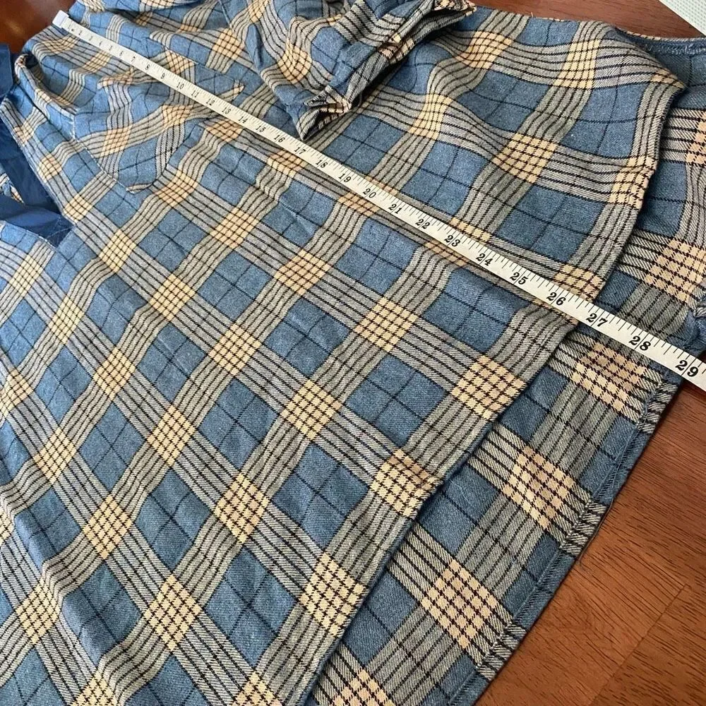Free people Sunday morning sleep shirt sapphire blue plaid small new